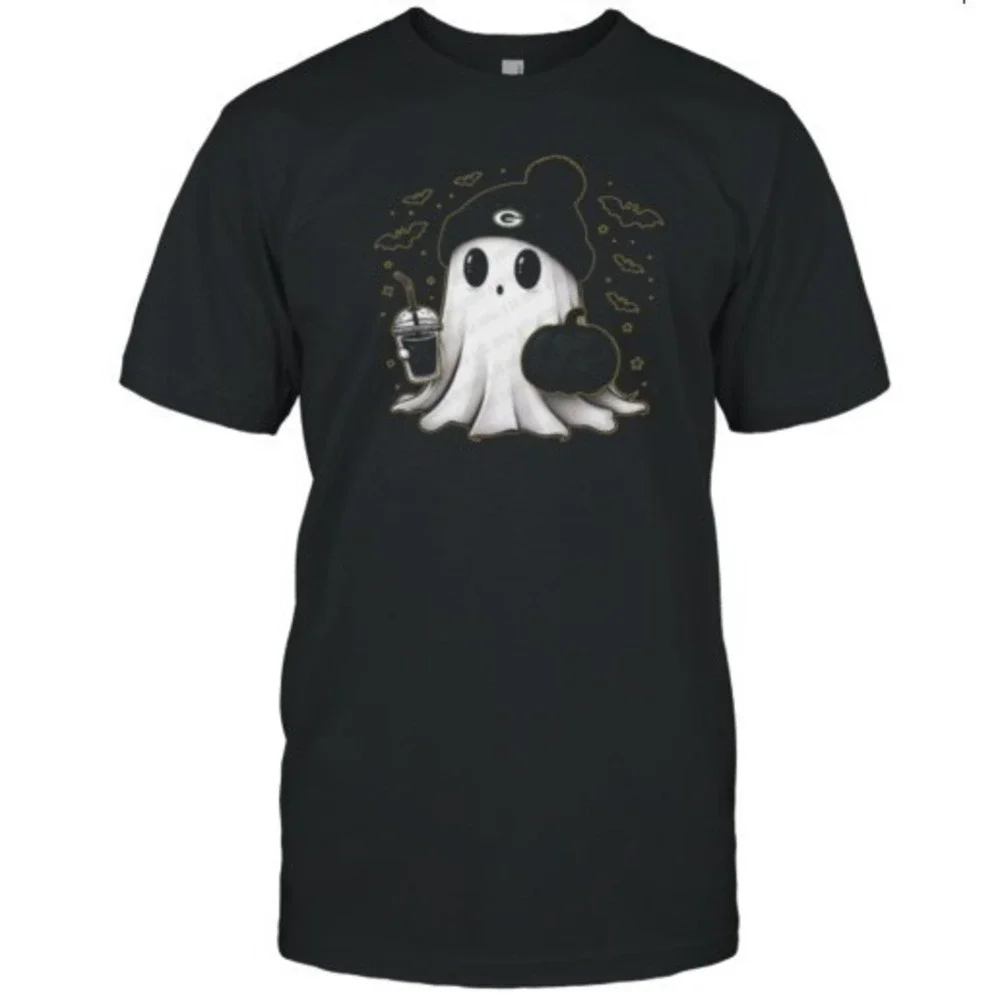 Green Bay Packers Halloween NFL Ghost Football Fan Unisex T-Shirt